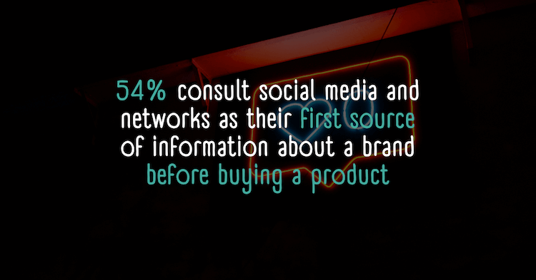 Statistics : "54 % consult social media and networks as their first source of information about a brand before buying a product"